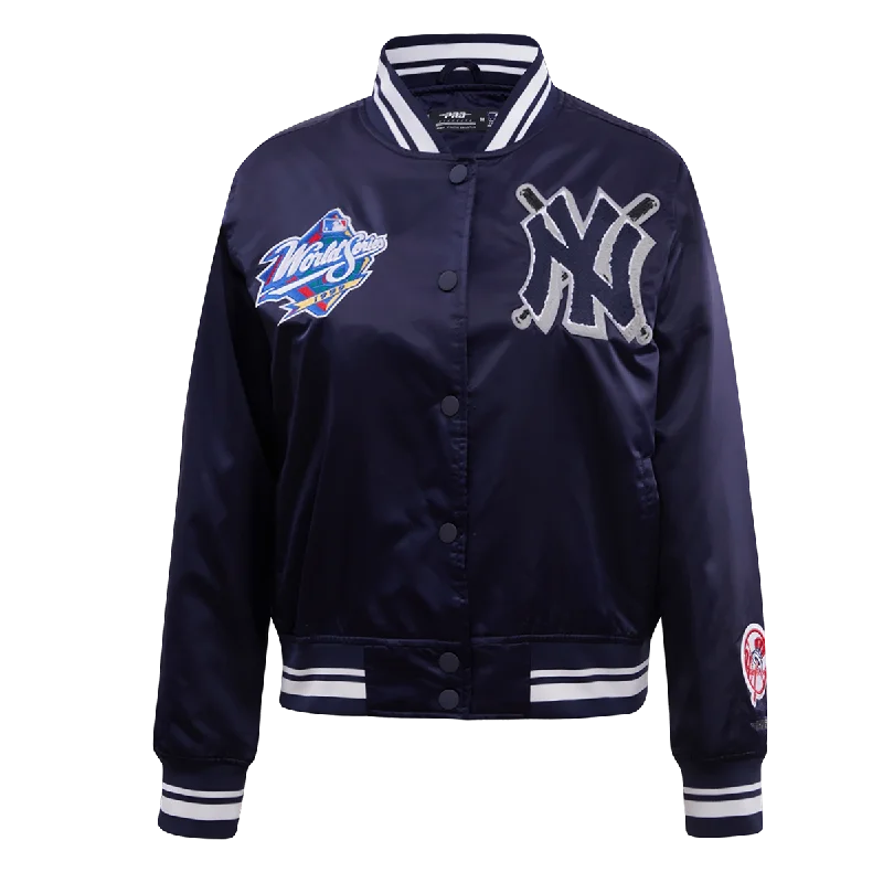 Quality Tailoring MLB NEW YORK YANKEES MASHUP WOMEN'S SATIN JACKET (MIDNIGHT NAVY) Quality Tailoring MLB NEW YORK YANKEES MASHUP WOMEN'S SATIN JACKET (MIDNIGHT NAVY)