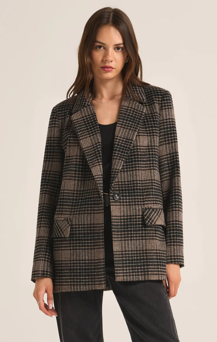 Editorial Design Z Supply Kingston Relaxed Plaid Blazer