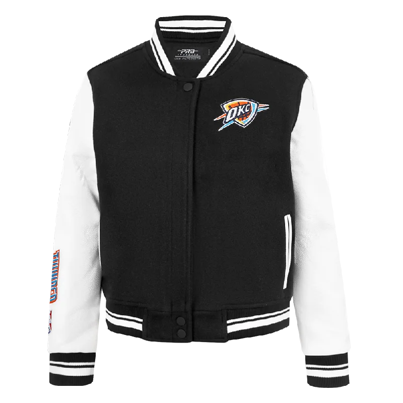 Fresh And Capable NBA OKLAHOMA CITY THUNDER CLASSIC WOMEN'S WOOL VARSITY JACKET (BLACK/WHITE) Fresh And Capable NBA OKLAHOMA CITY THUNDER CLASSIC WOMEN'S WOOL VARSITY JACKET (BLACK/WHITE)