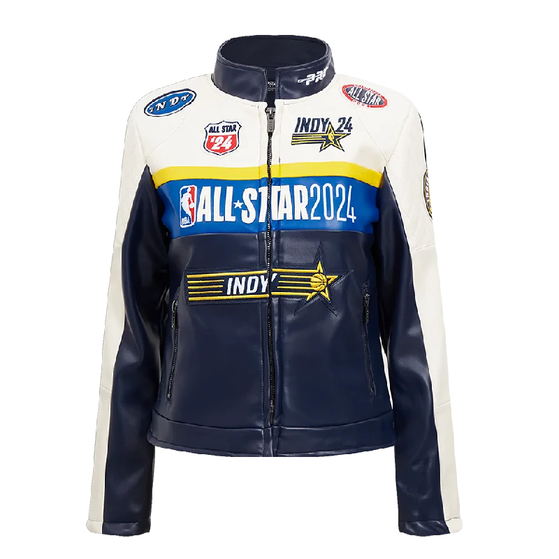 Luxury Style NBA ALL STAR GAME 2024 WOMEN'S FZ LEATHER JACKET (EGGSHELL/ MIDNIGHT NAVY) Luxury Style NBA ALL STAR GAME 2024 WOMEN'S FZ LEATHER JACKET (EGGSHELL/ MIDNIGHT NAVY)