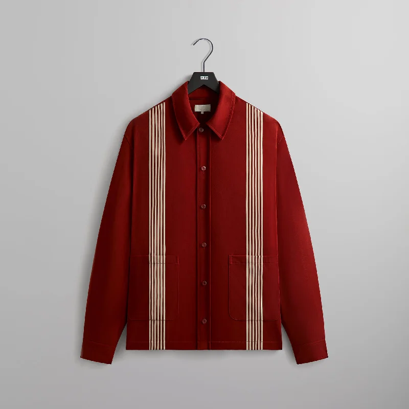 Warm And Comfortable Kith Sueded Sateen Boxy Collared Overshirt - Almandine