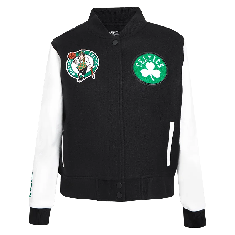 Cool Style NBA BOSTON CELTICS CLASSIC WOMEN'S WOOL VARSITY JACKET (BLACK/WHITE)