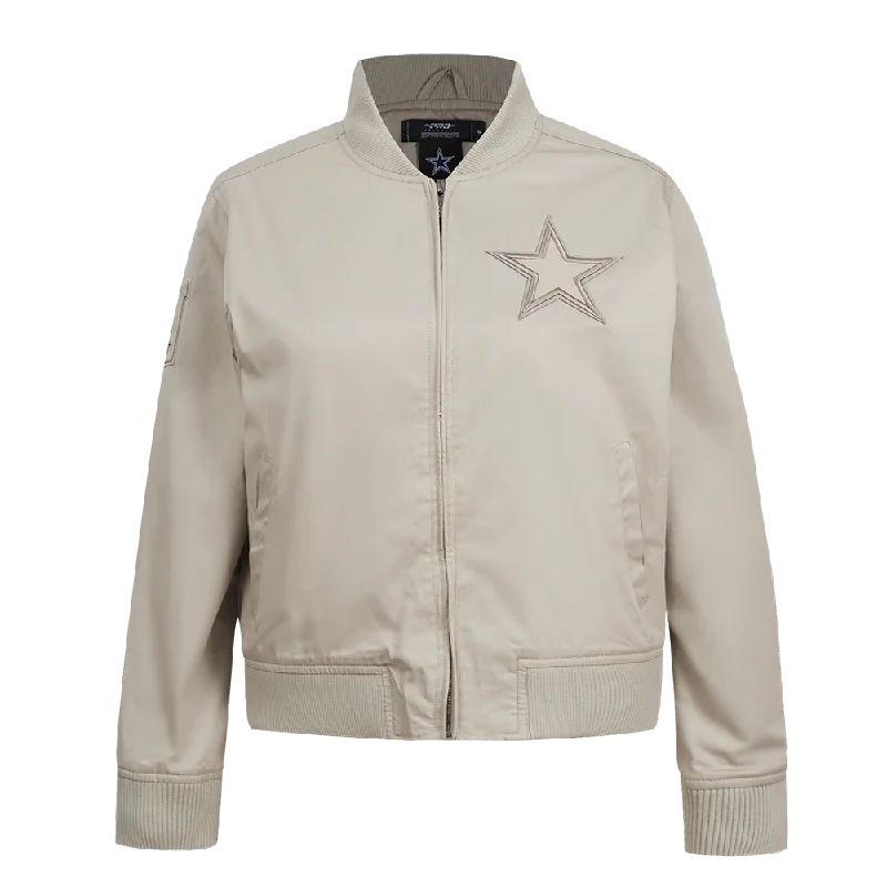 High-end Design NFL DALLAS COWBOYS NEUTRAL WOMEN'S TWILL JACKET (TAUPE)