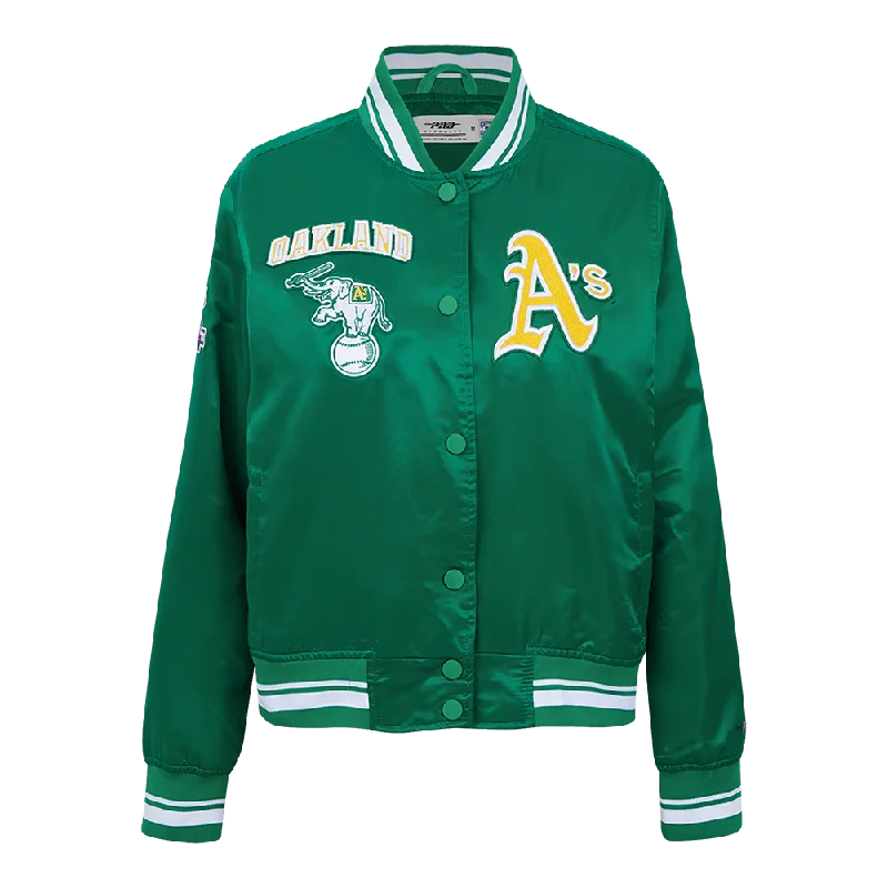 Personalized Outfit MLB OAKLAND ATHLETICS RETRO CLASSIC WOMEN'S RIB SATIN JACKET (KELLY GREEN) Personalized Outfit MLB OAKLAND ATHLETICS RETRO CLASSIC WOMEN'S RIB SATIN JACKET (KELLY GREEN)