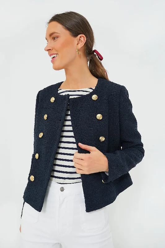 High-end Design Navy Tweed Marais Jacket