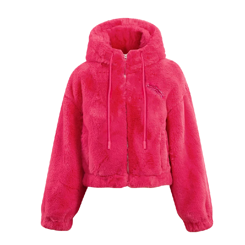 Minimal Classic NFL DENVER BRONCOS PINK CLOUD WOMEN'S FAUX FUR JACKET (BEETROOT PURPLE) Minimal Classic NFL DENVER BRONCOS PINK CLOUD WOMEN'S FAUX FUR JACKET (BEETROOT PURPLE)