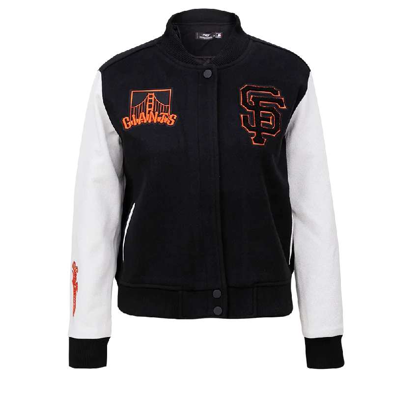 Fashionable In The Times MLB SAN FRANCISCO GIANTS CLASSIC WOOL WOMEN'S VARSITY JACKET (BLACK/WHITE) Fashionable In The Times MLB SAN FRANCISCO GIANTS CLASSIC WOOL WOMEN'S VARSITY JACKET (BLACK/WHITE)