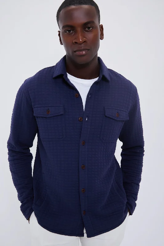 Comfortable Design Navy Quad Quilted Knit Jacket
