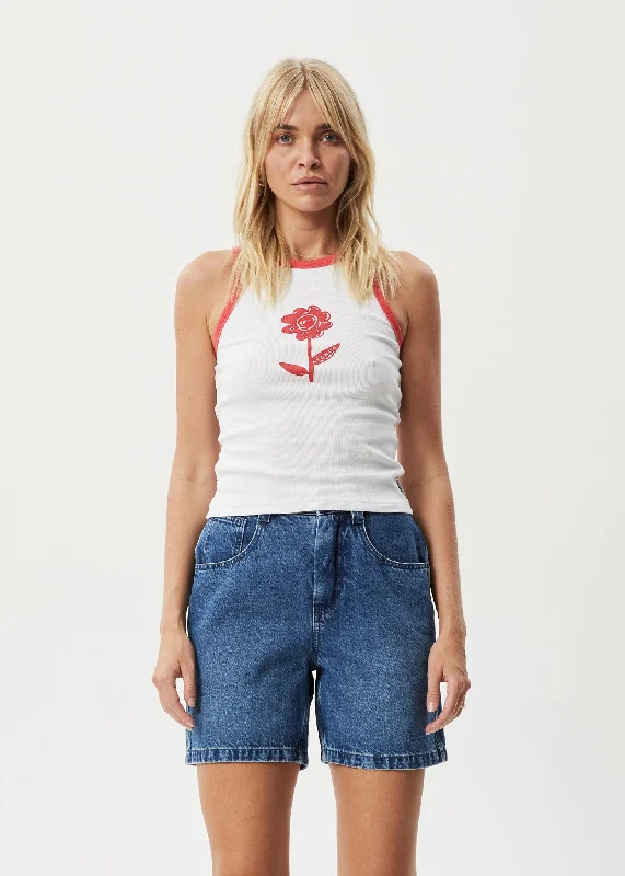 High-end Customization AFENDS Womens Technology - Rib Singlet - White