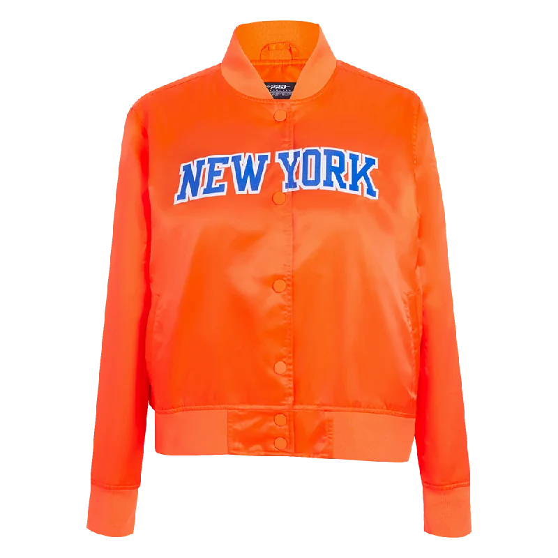 Classic And Versatile NBA NEW YORK KNICKS CLASSIC WOMEN'S SATIN JACKET (ORANGE)