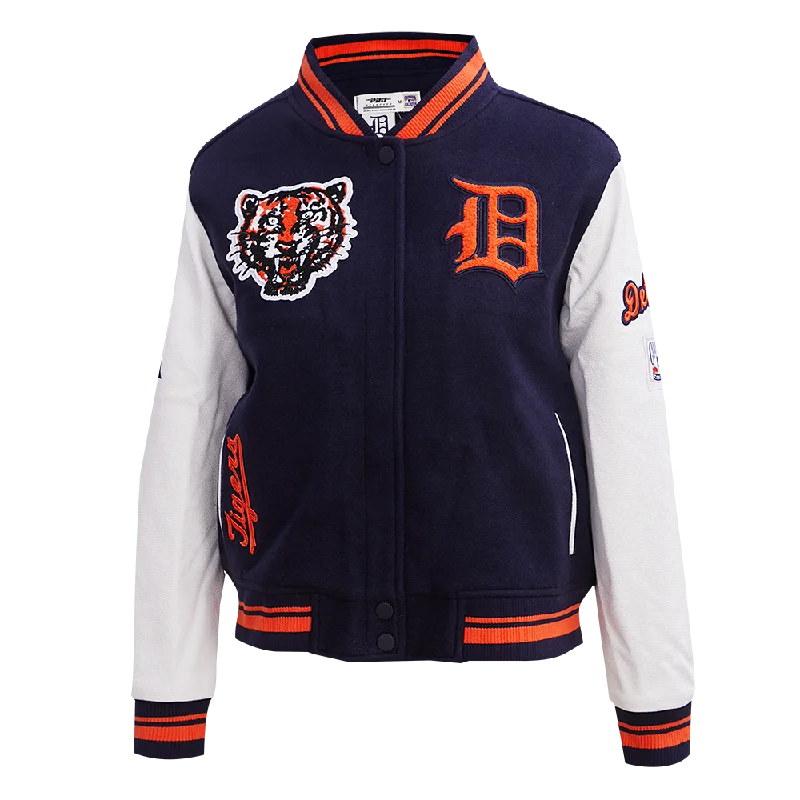 Simple Matching MLB DETROIT TIGERS RETRO CLASSIC WOMEN'S RIB WOOL VARSITY JACKET (MIDNIGHT NAVY/ORANGE/ MIDNIGHT) Simple Matching MLB DETROIT TIGERS RETRO CLASSIC WOMEN'S RIB WOOL VARSITY JACKET (MIDNIGHT NAVY/ORANGE/ MIDNIGHT)