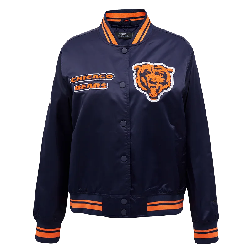 High Street Style NFL CHICAGO BEARS RETRO CLASSIC WOMEN'S RIB SATIN JACKET (MIDNIGHT NAVY/ORANGE/MIDNIGHT NAVY) High Street Style NFL CHICAGO BEARS RETRO CLASSIC WOMEN'S RIB SATIN JACKET (MIDNIGHT NAVY/ORANGE/MIDNIGHT NAVY)