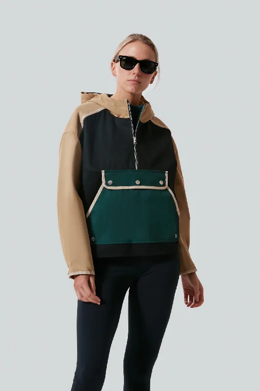 High-end Wear Black and Beige Water Repellant Edwards Anorak