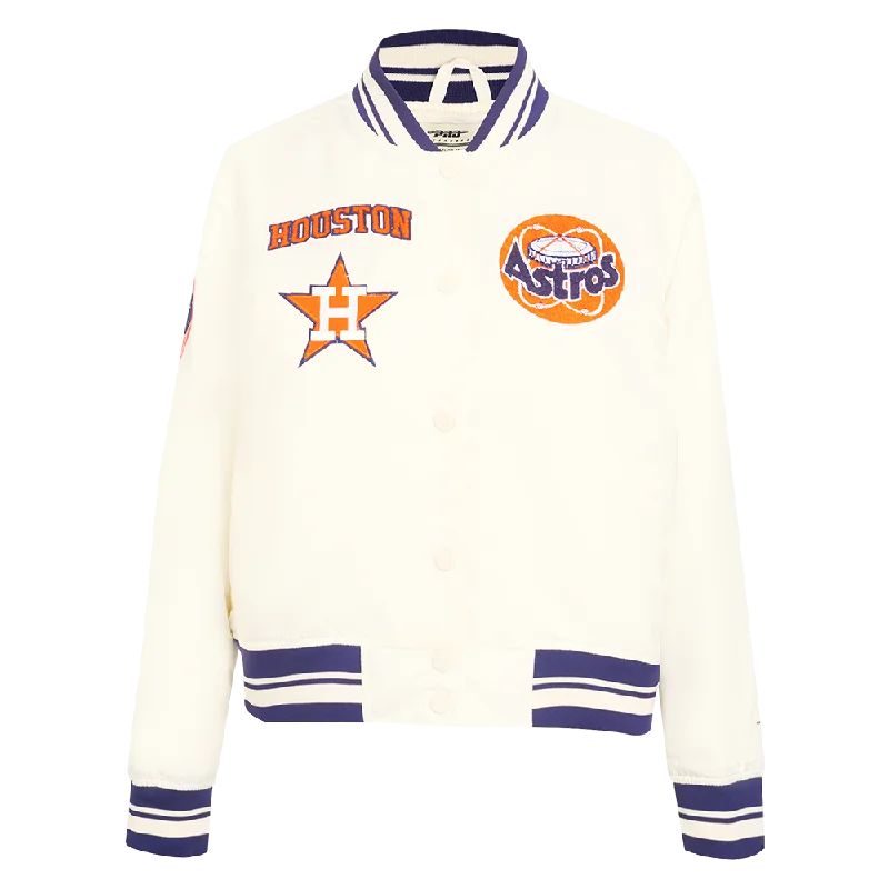 Autumn Selection MLB HOUSTON ASTROS RETRO CLASSIC WOMEN'S RIB SATIN JACKET (EGGSHELL/ MIDNIGHT NAVY) Autumn Selection MLB HOUSTON ASTROS RETRO CLASSIC WOMEN'S RIB SATIN JACKET (EGGSHELL/ MIDNIGHT NAVY)