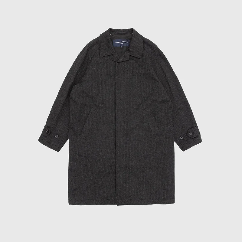Boutique style POLYESTER WOOL HERRINGBONE MAC COAT