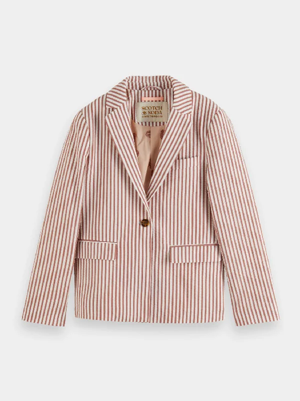 Summer Selection Kids - Single-breasted stripe seersucker blazer