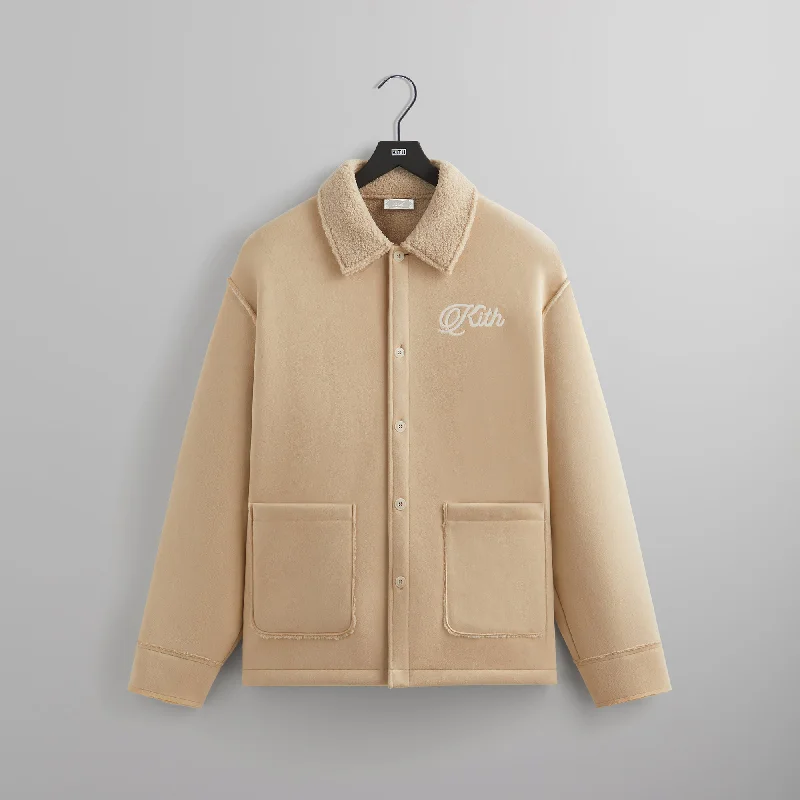 Sweet Style Kith Faux Shearling Long Sleeve Boxy Collared Overshirt - Stolid