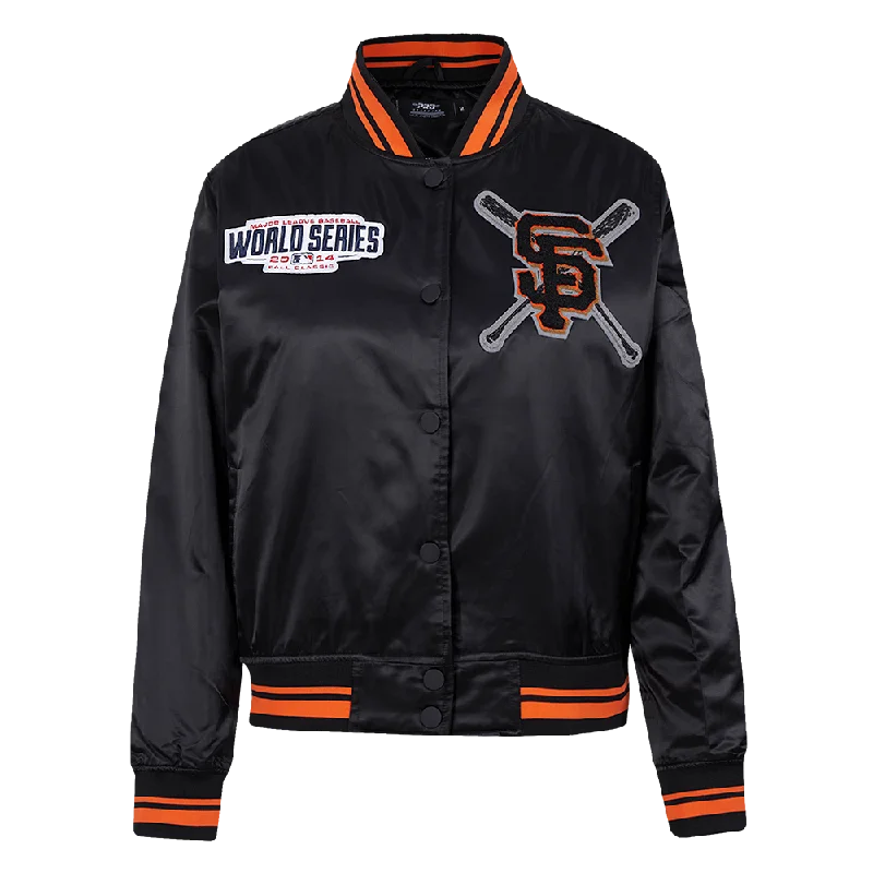 High Street Fashion MLB SAN FRANCISCO GIANTS MASHUP WOMEN'S RIB SATIN JACKET (BLACK/ORANGE) High Street Fashion MLB SAN FRANCISCO GIANTS MASHUP WOMEN'S RIB SATIN JACKET (BLACK/ORANGE)
