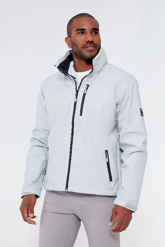 Lively And Youthful Gray Fog Fleece Lined Crew Jacket