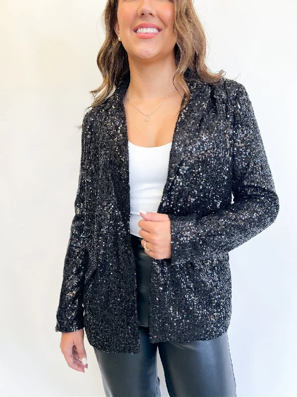 Youthful Style Black Sequined Payton Blazer