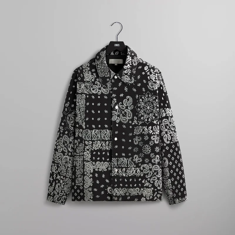 Embroidered Letters Kith Flocked Deconstructed Bandana Coaches Jacket - Black