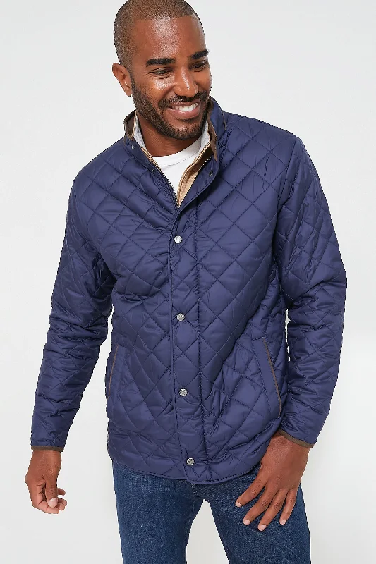 Ultra-lightweight Navy Suffolk Quilted Travel Coat