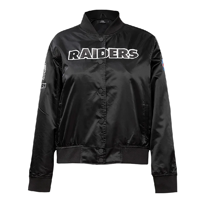 High Street Series NFL LAS VEGAS RAIDERS CLASSIC WOMEN'S SATIN JACKET (BLACK)