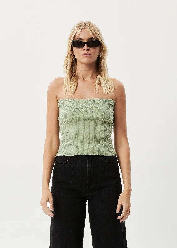 Minimal Classic AFENDS Womens Weekend - Knit Tube Top - Eucalyptus