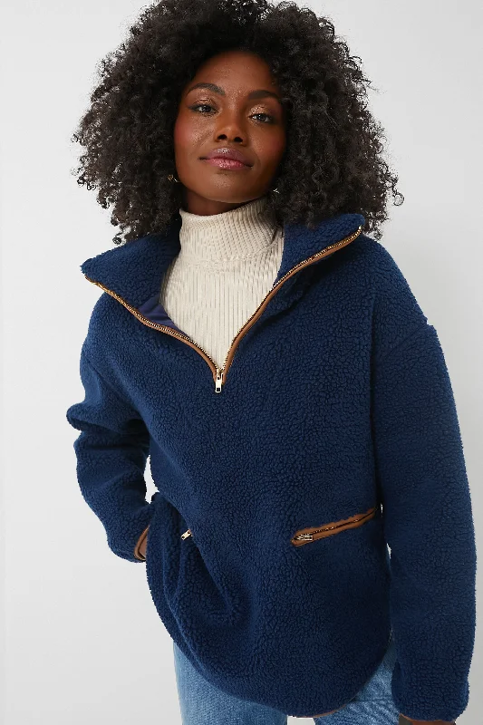 New Products Navy Rhodes Shearling Quarter Zip