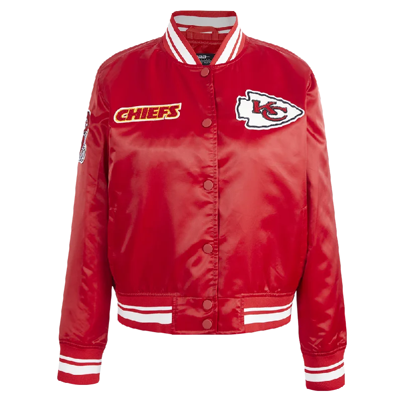 Fashion Classic NFL KANSAS CITY CHIEFS RETRO CLASSIC WOMEN'S RIB SATIN JACKET (RED) Fashion Classic NFL KANSAS CITY CHIEFS RETRO CLASSIC WOMEN'S RIB SATIN JACKET (RED)