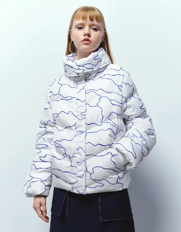 Exquisite Craftsmanship Stand Collar Printed Padded Coat
