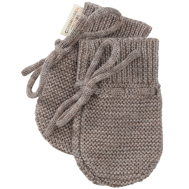 Light And Breathable Copenhagen Colors Natural Melange Merino Wool Knitted Baby Mittens