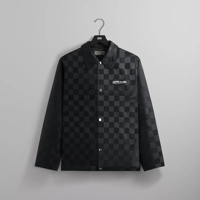 Sports Casual Style Kith Checkered Satin Kieran Coaches Jacket - Black