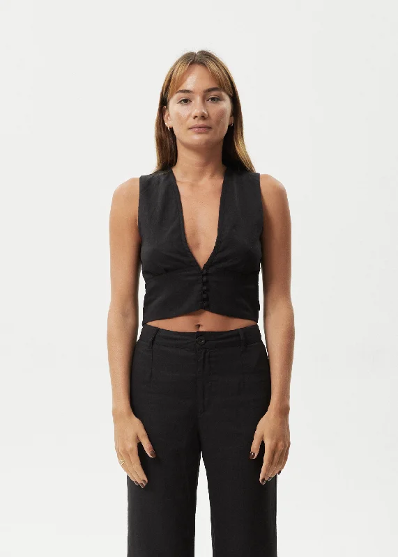 Comfortable and simple AFENDS Womens Lilo - Button Up Top - Black