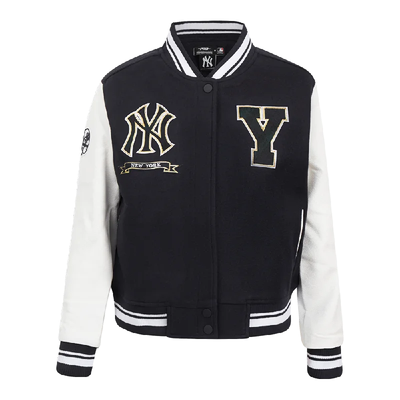 High-end Fashion MLB NEW YORK YANKEES PRO PREP WOMEN'S RIB WOOL VARSITY JACKET (MIDNIGHT NAVY/WHITE) High-end Fashion MLB NEW YORK YANKEES PRO PREP WOMEN'S RIB WOOL VARSITY JACKET (MIDNIGHT NAVY/WHITE)