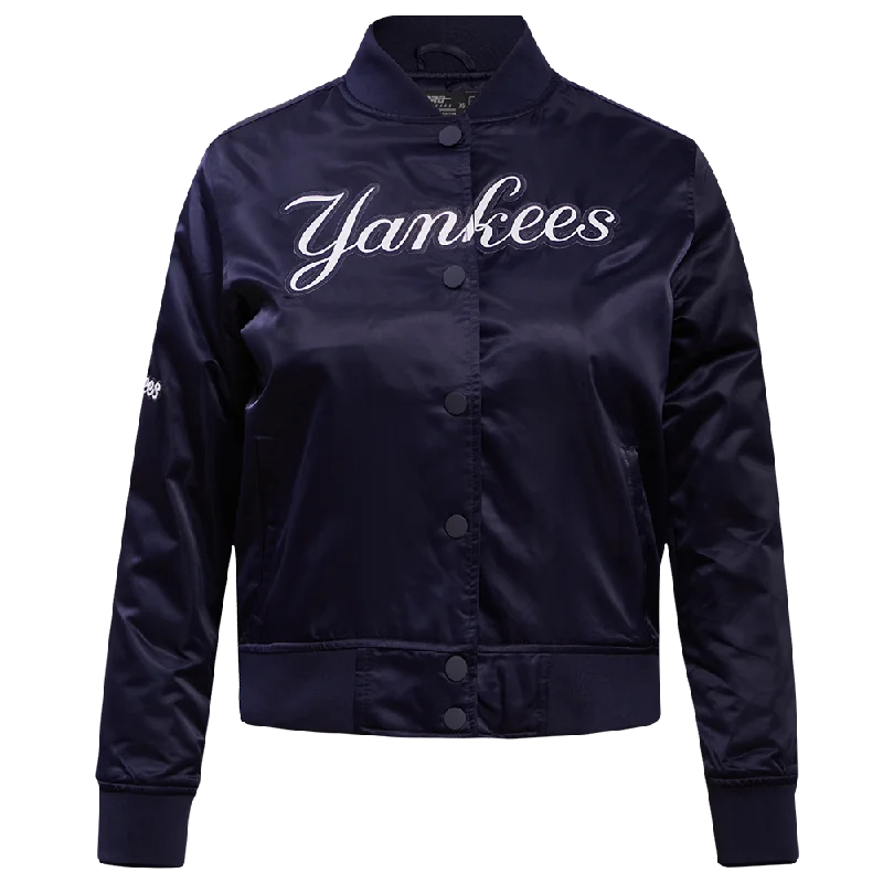 Elegant Design MLB NEW YORK YANKEES CLASSIC WOMEN'S SATIN JACKET (MIDNIGHT NAVY)