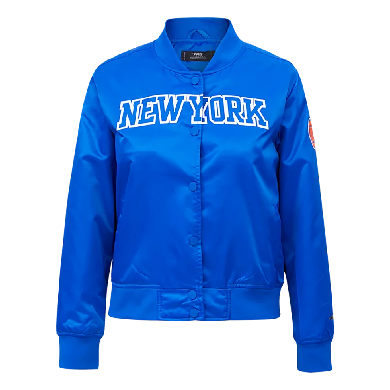 Cute Design NBA NEW YORK KNICKS CLASSIC WOMEN'S SATIN JACKET (ROYAL BLUE)