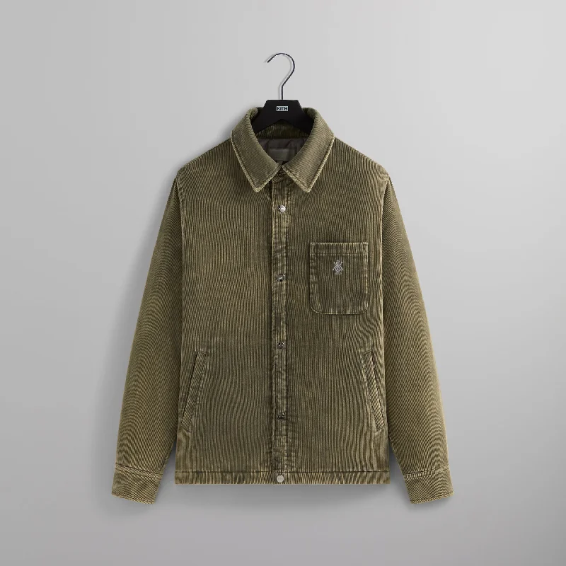 Elegant And Simple Kith Washed Corduroy Brixton Puffed Shirt Jacket - Mire