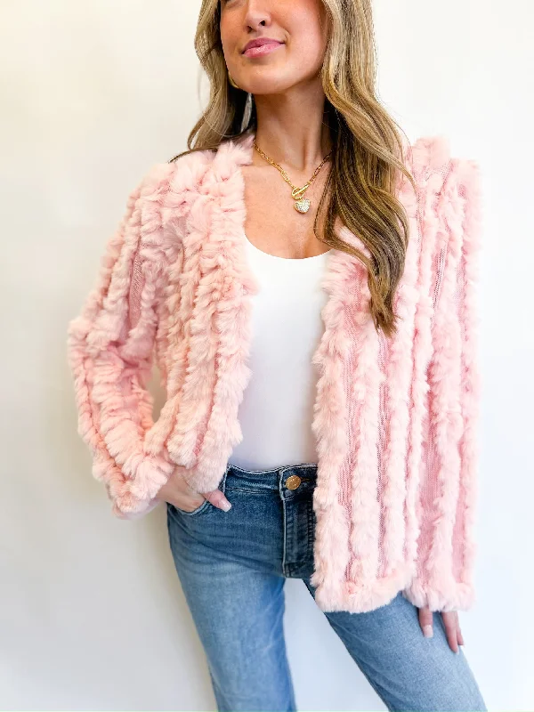 Lace Design Blush Fur