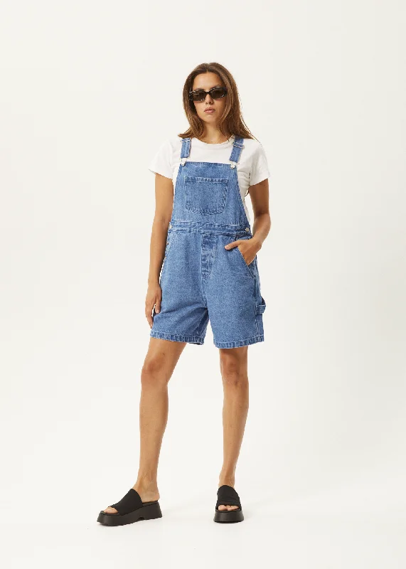 Avant-garde Design AFENDS Womens Lewi - Short Overalls - Worn Blue
