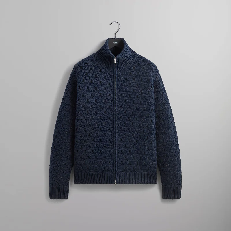 Comfortable And Simple Kith Highland Crochet Wyona Fullzip - Abyss