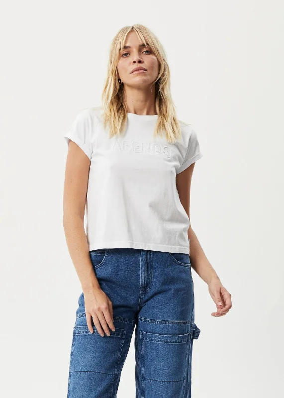 Fashionable Items AFENDS Womens Cutback - Roll Cuff T-Shirt - White