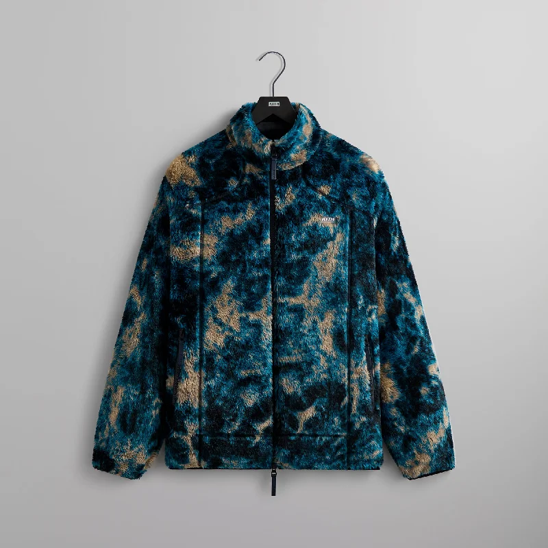 Personalized Clothing Kith Ice Dye Harper Vintage Sherpa Full Zip Jacket - Indigo