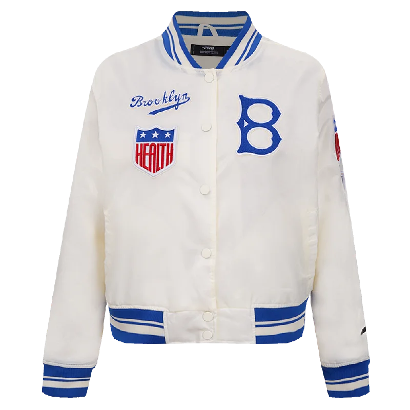 New Products MLB BROOKLYN DODGERS RETRO CLASSIC WOMEN'S RIB SATIN JACKET (EGGSHELL/ ROYAL BLUE) New Products MLB BROOKLYN DODGERS RETRO CLASSIC WOMEN'S RIB SATIN JACKET (EGGSHELL/ ROYAL BLUE)