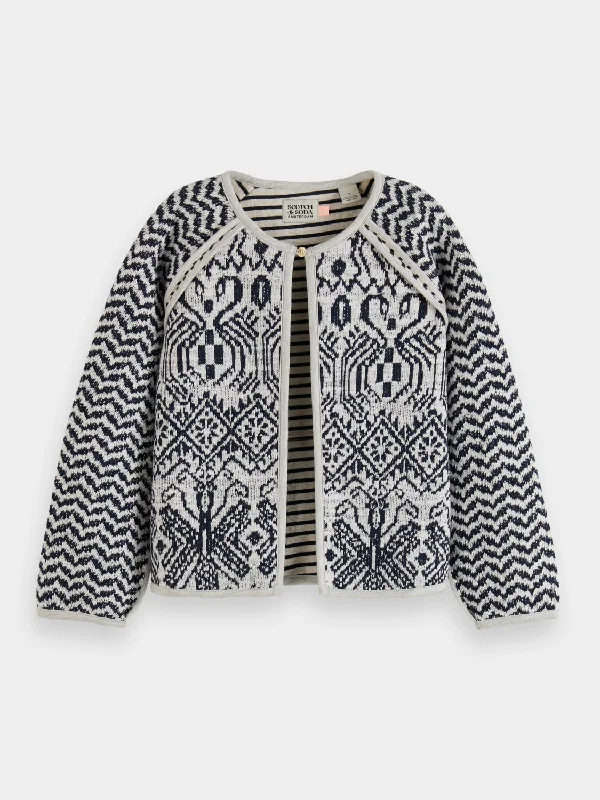 Exquisite Tailoring Kids - Jacquard knit reversible bonded jacket