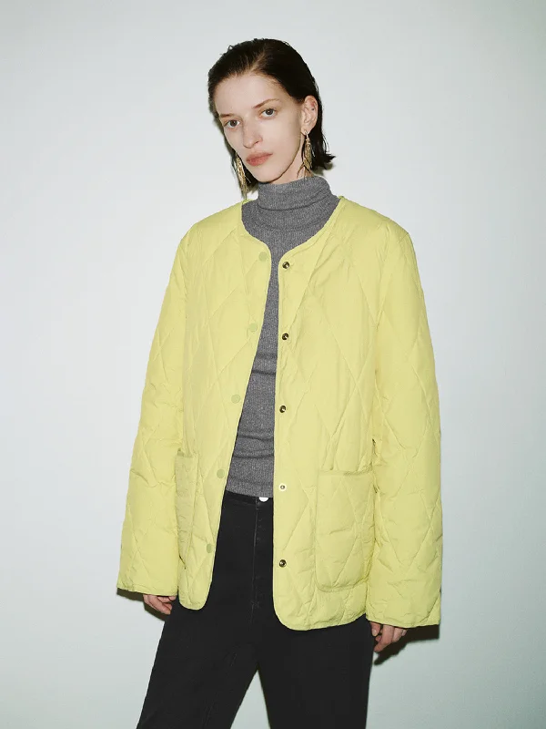 Fashion Elements Collared Neck Straight Down Outerwear