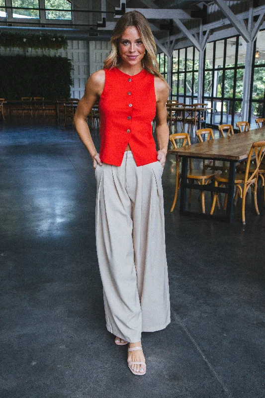 New Autumn And Winter Styles Elianna Waistcoat Vest Top, Scarlet