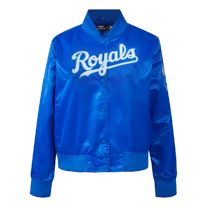Personalized Wear MLB KANSAS CITY ROYALS CLASSIC WOMEN'S SATIN JACKET (ROYAL BLUE)