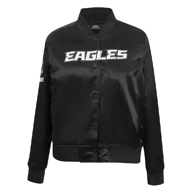Luxury Fashion NFL PHILADELPHIA EAGLES CLASSIC WOMEN'S SATIN JACKET (BLACK)