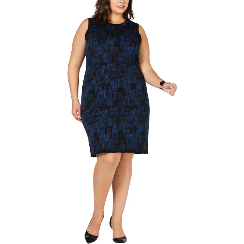 French Style Anne Klein Womens Printed Sweater Dress
